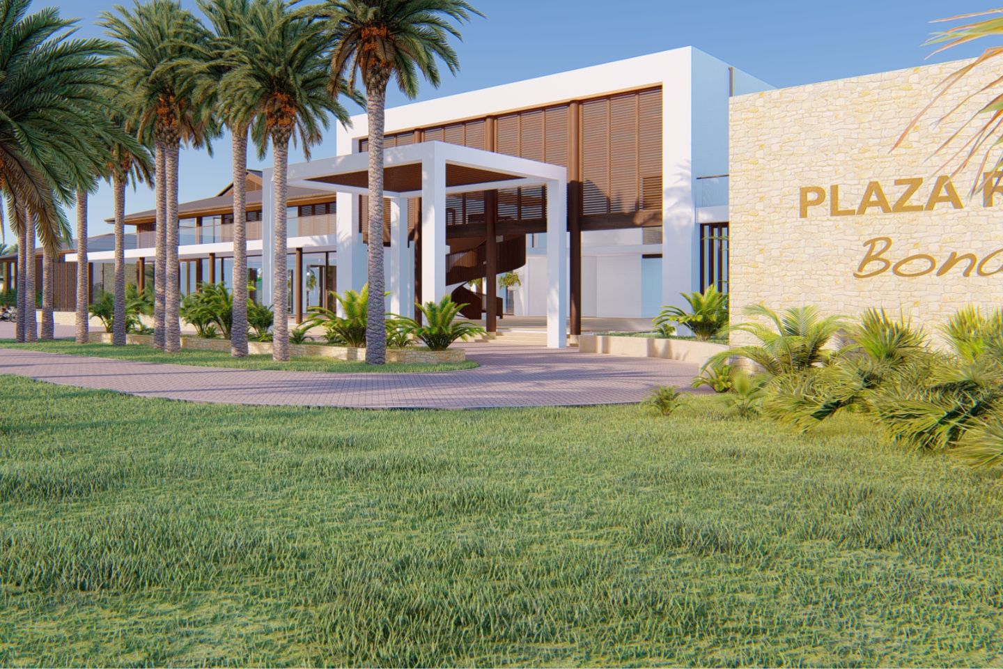 Plaza Beach Resort Bonaire AG architecten oprijlaan
